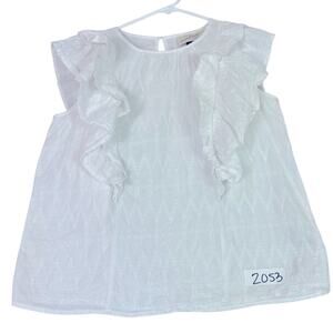 Universal Thread Blouse Small Cottagecore White Embroidered Ruffled Cap Sleeve